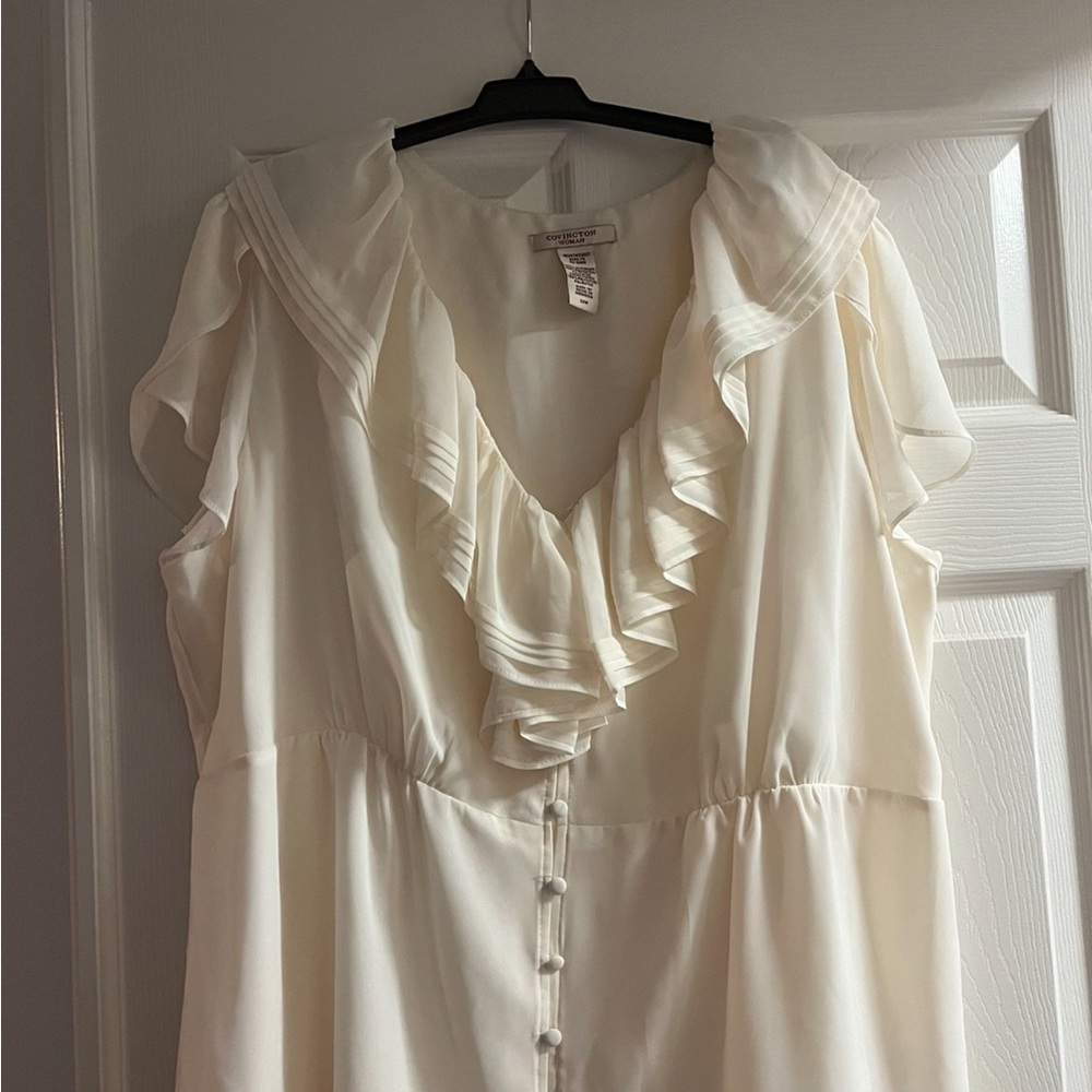 Elegant Cream Ruffled Blouse